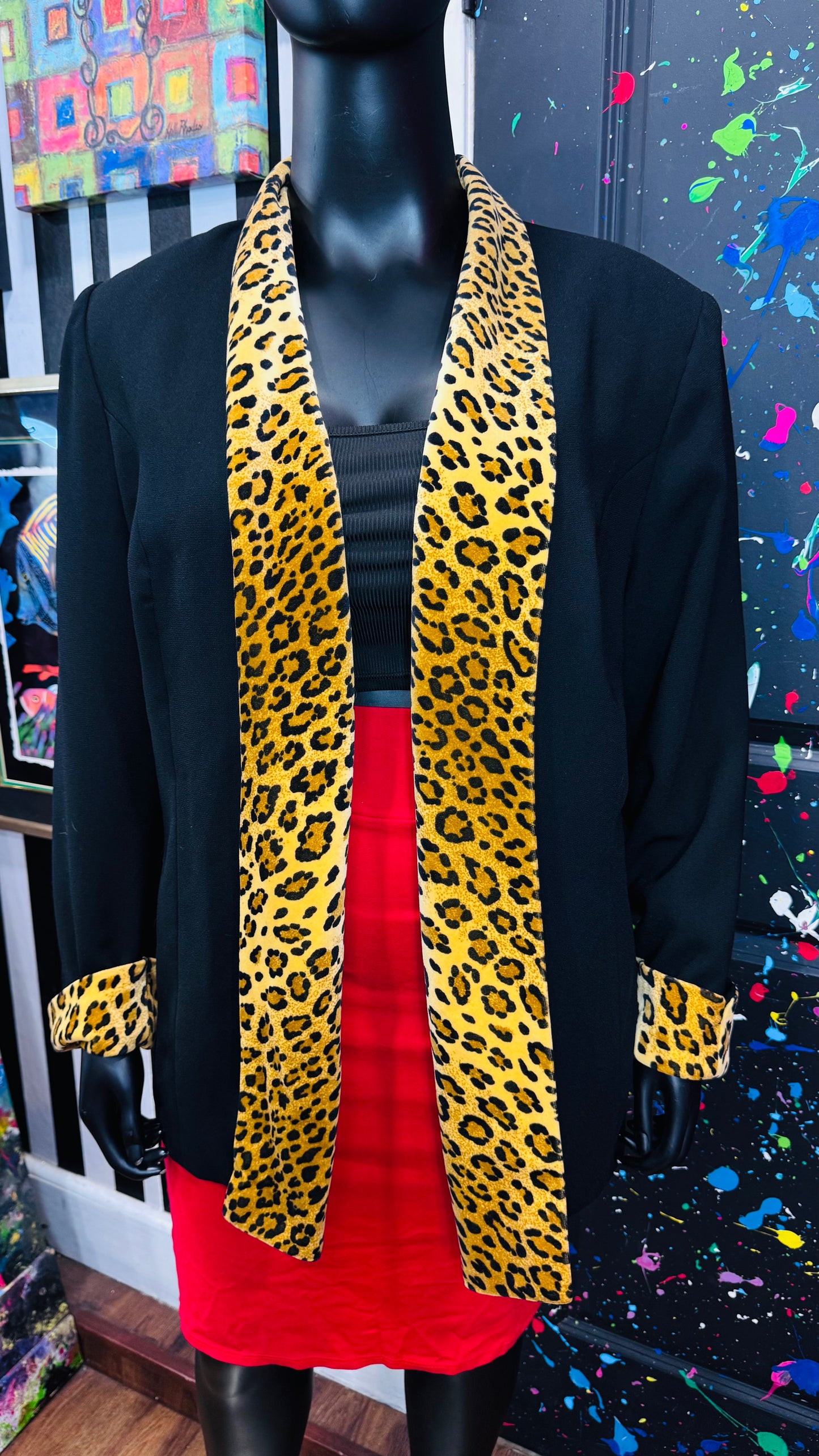 Vintage Animal Print Trim Open Duster (24W)