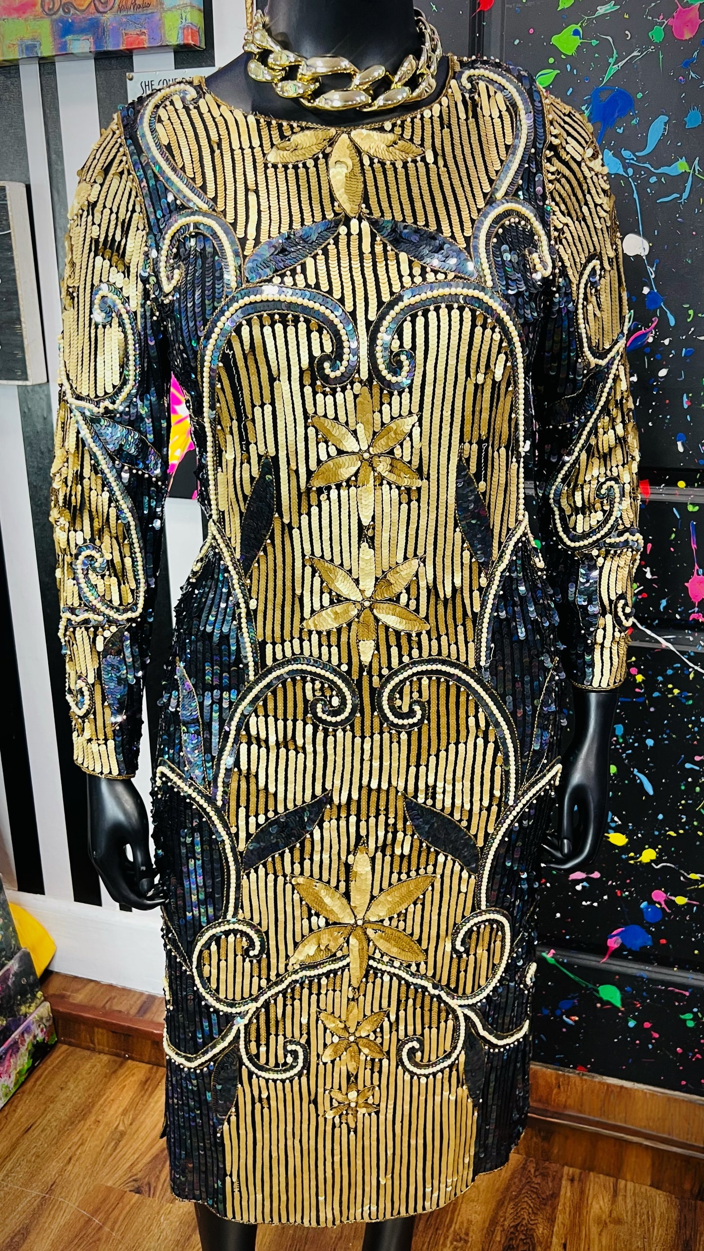Vintage Silk & Sequin Dress (14)