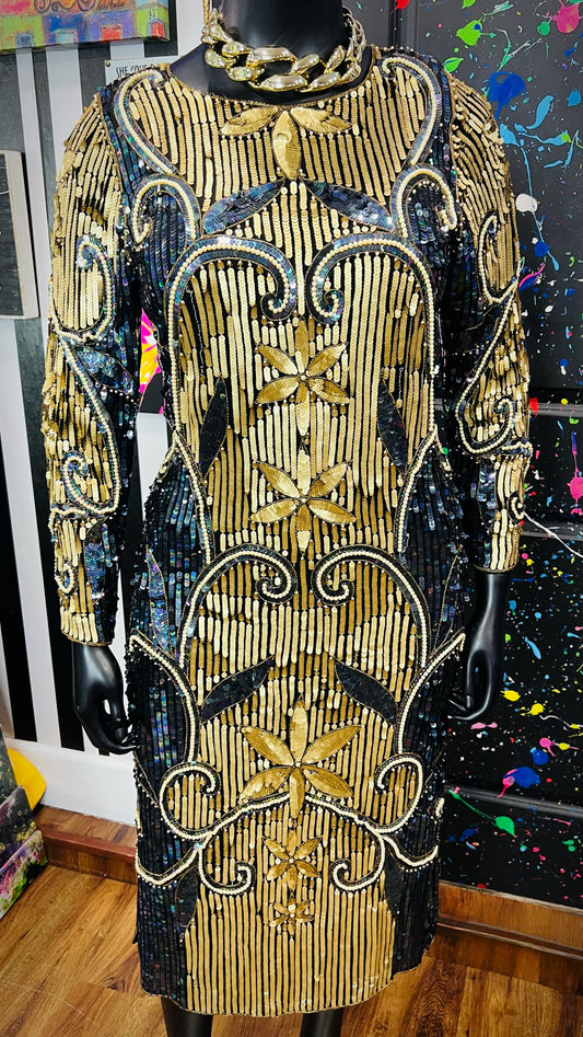Vintage Silk & Sequin Dress (14)