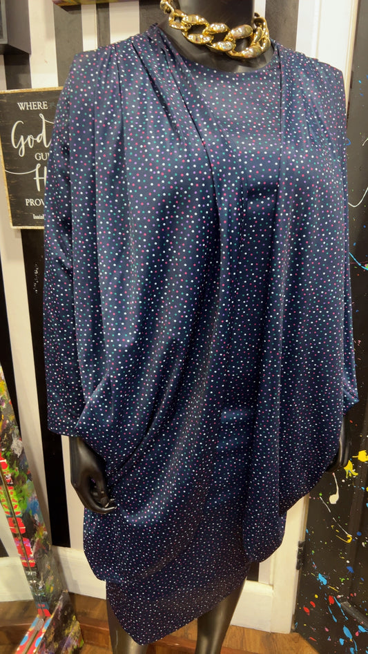 Vintage Navy Blue Polka Dot Dress (14)