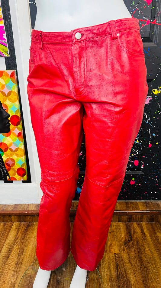 Vintage Genuine Leather Red Pants (16)