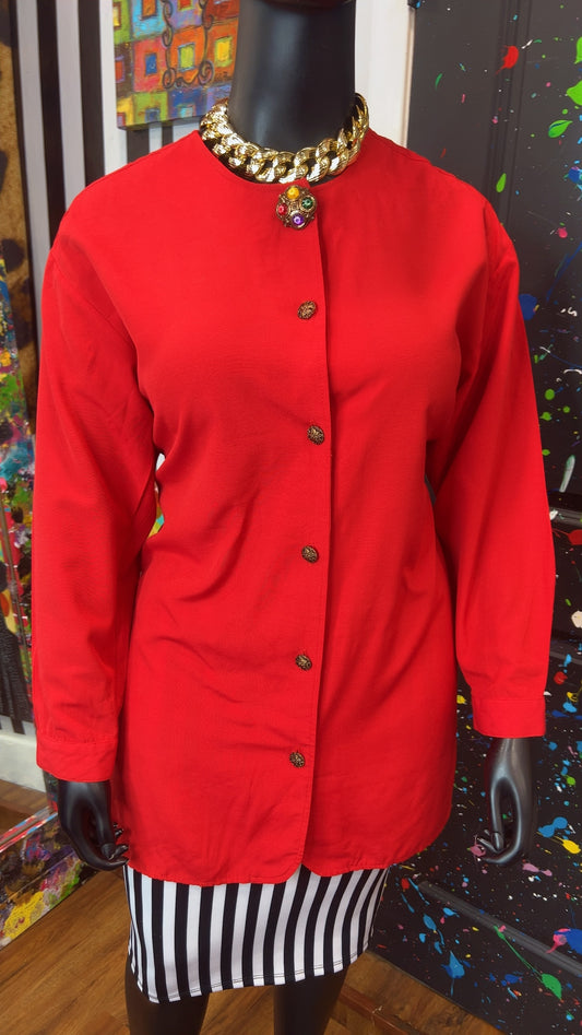 Vintage Red Blouse w/ Jewel Blouse (18)