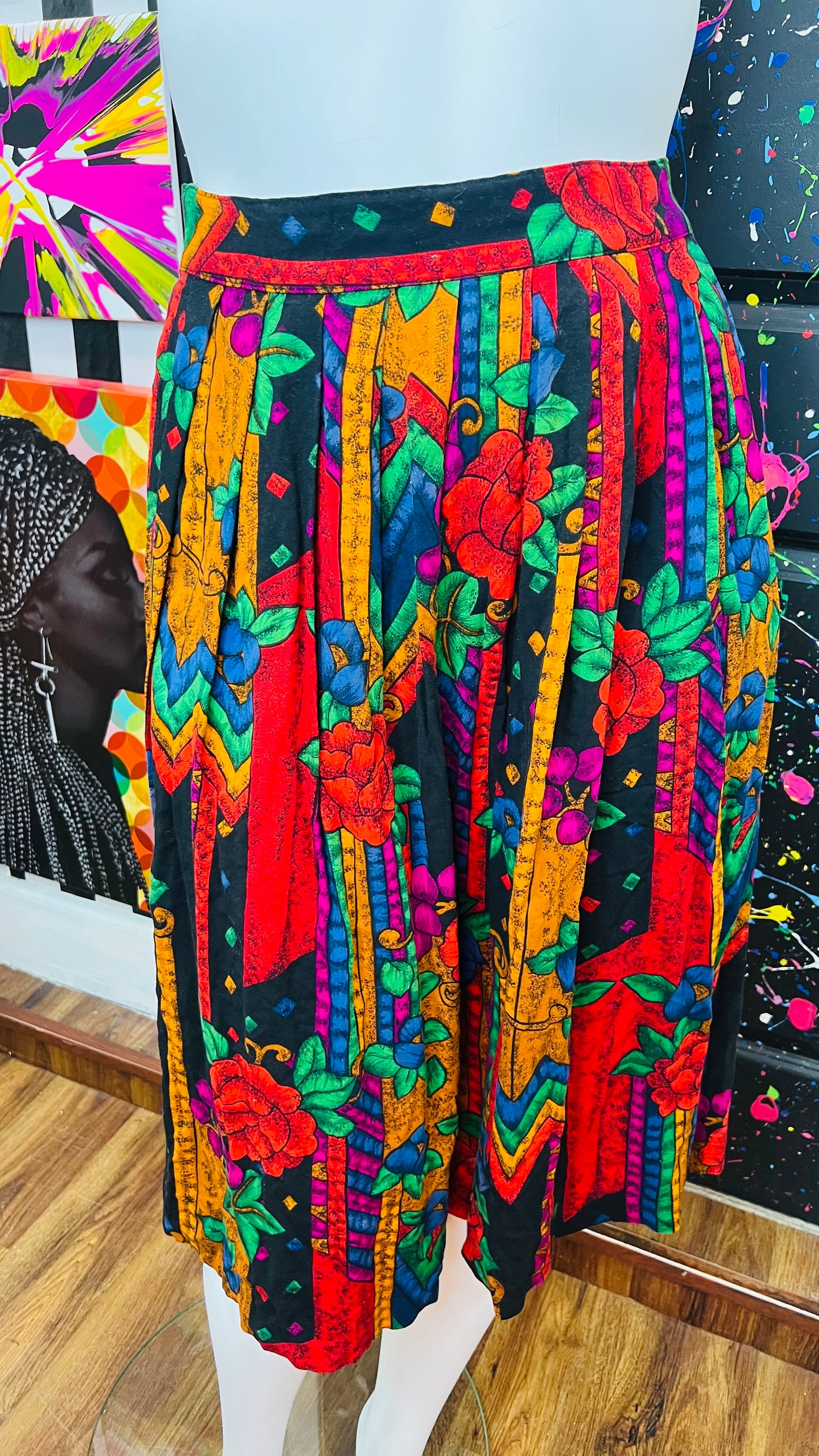 Vintage Vibrant 90’s Rayon Skirt (16)