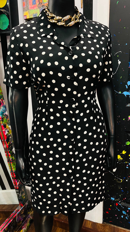 Vintage 100% Silk Polka Dot Dress (16)