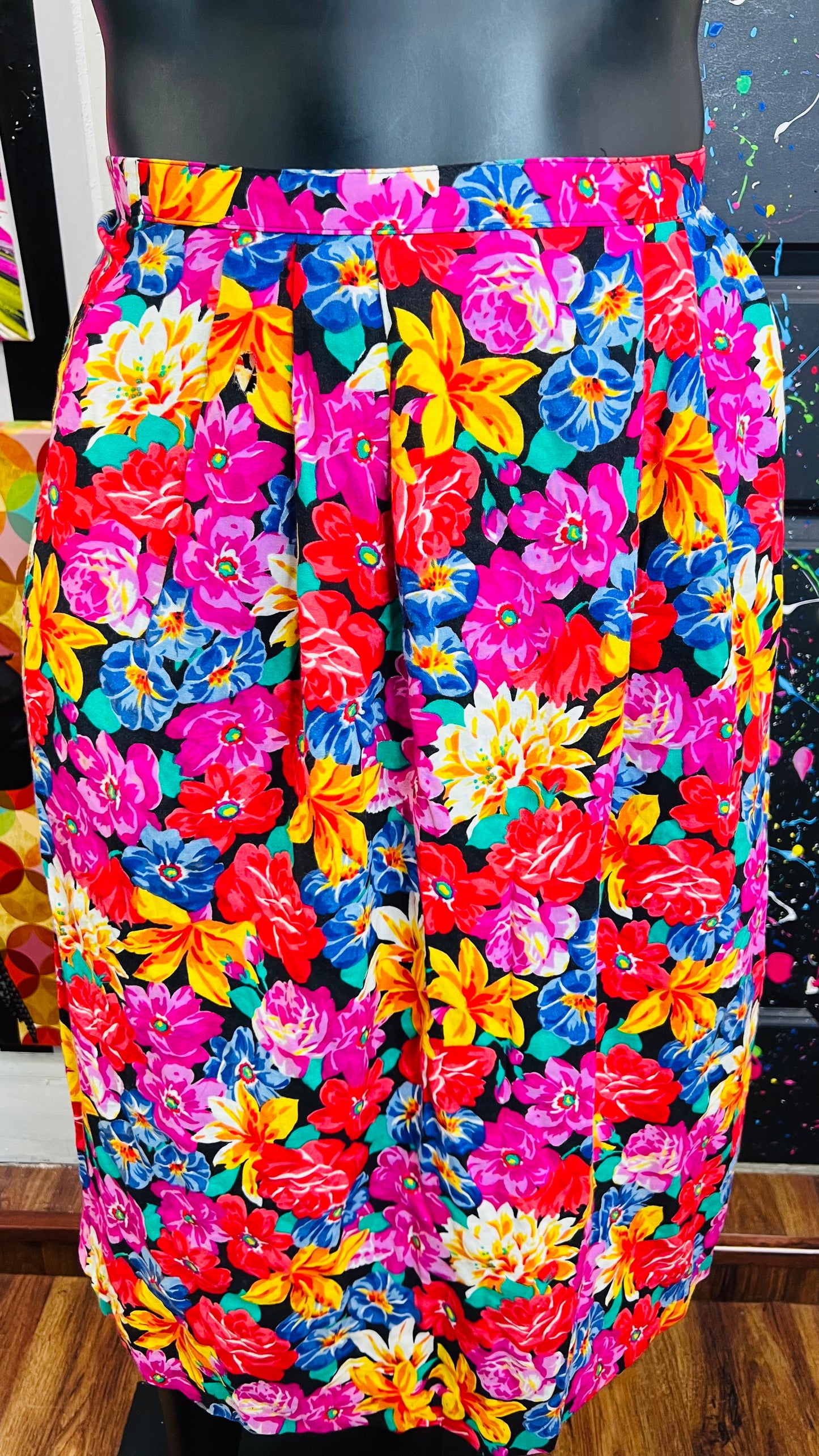 Vintage Rayon Floral Skirt (16)