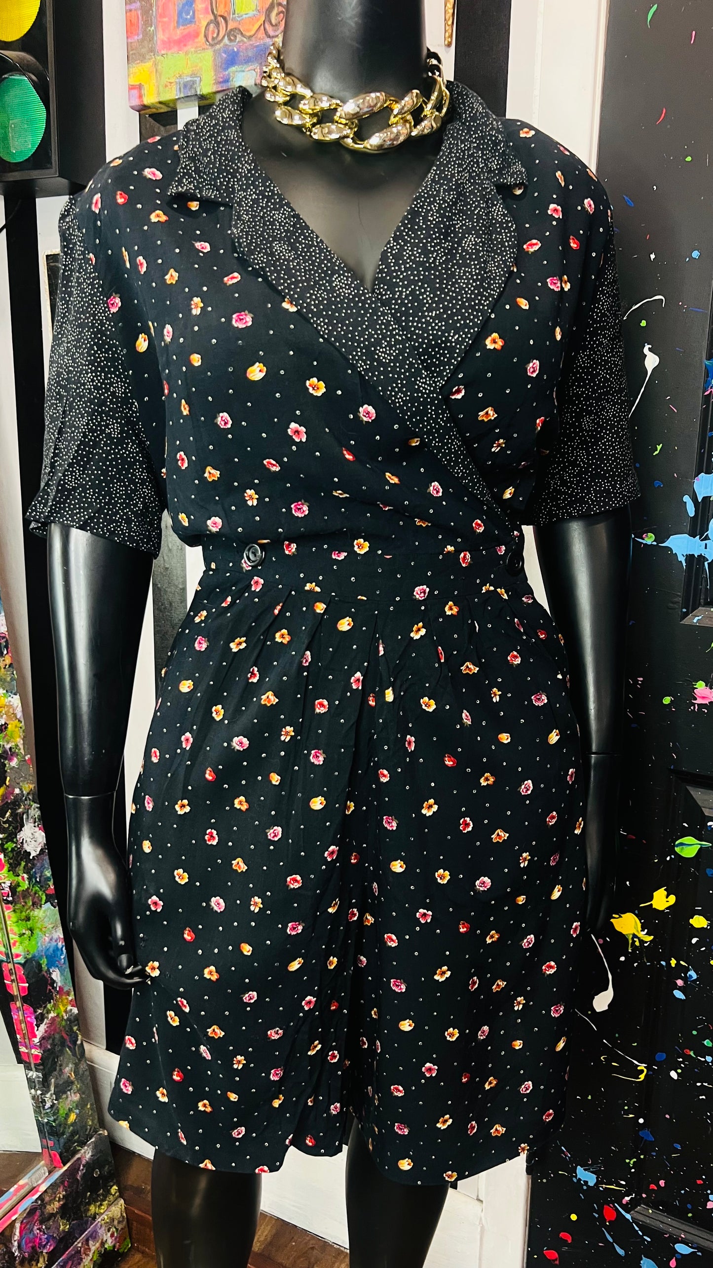 Vintage Rayon Mix Print Romper (24W)