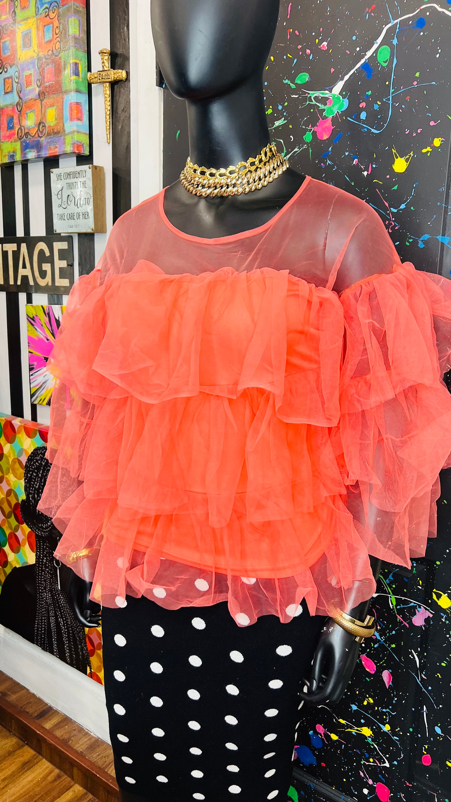 Ashley Stewart Tulle Blouse (22/24)