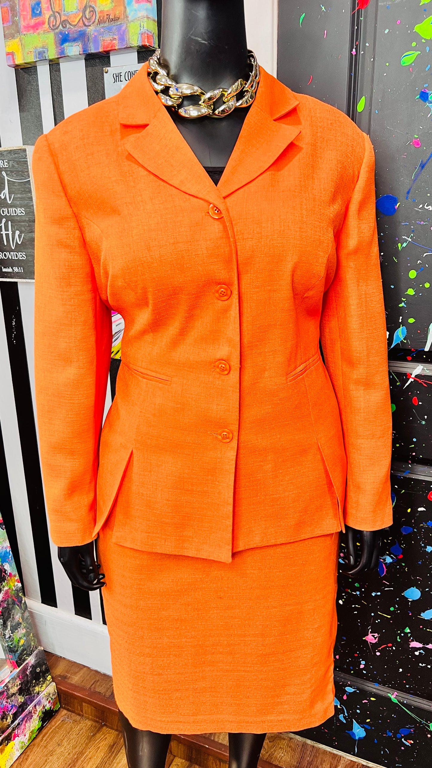 Vintage Orange Skirt Suit (20W)