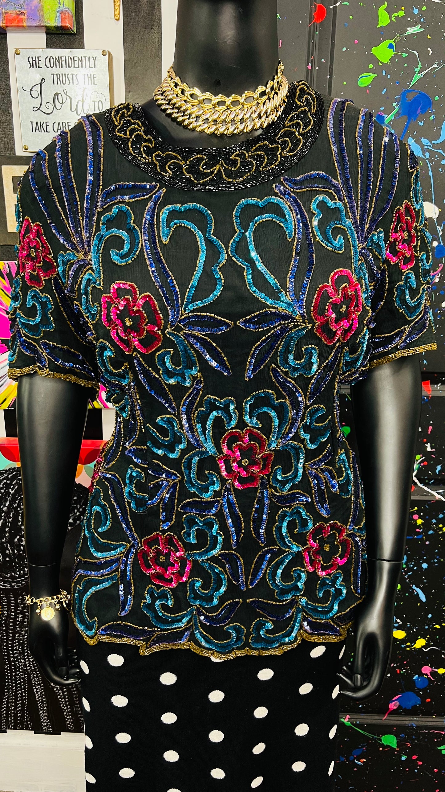 Vintage Silk Sequin Blouse (20)