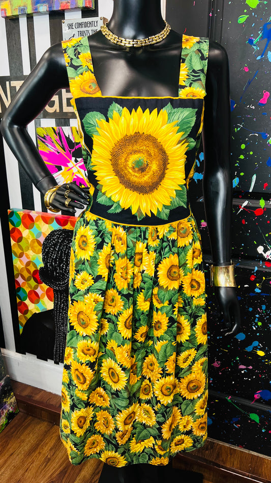 Vintage Cotton Handmade Sunflower Dress (12)