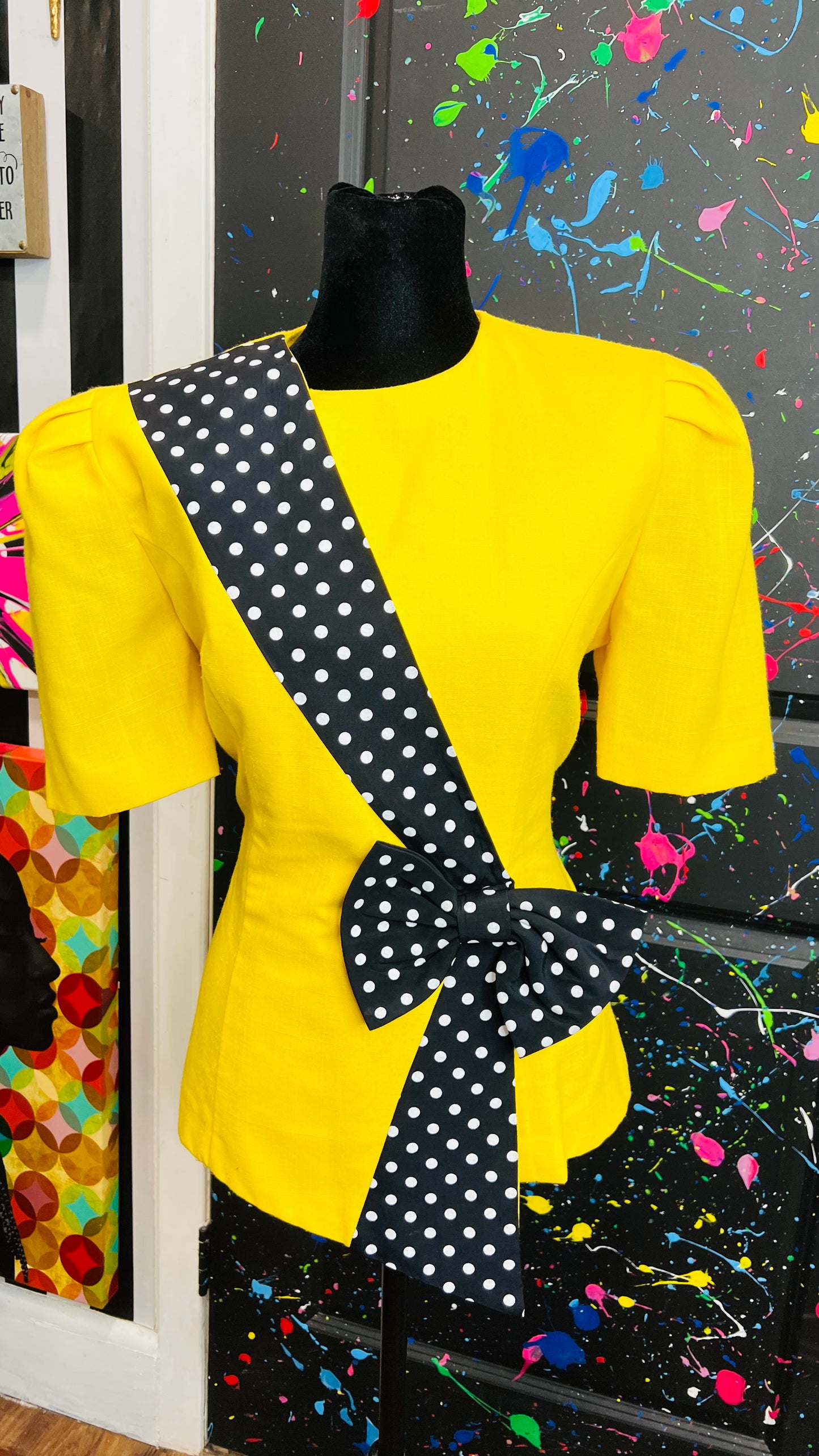 Vintage Polka Dot & Yellow Blouse (12)