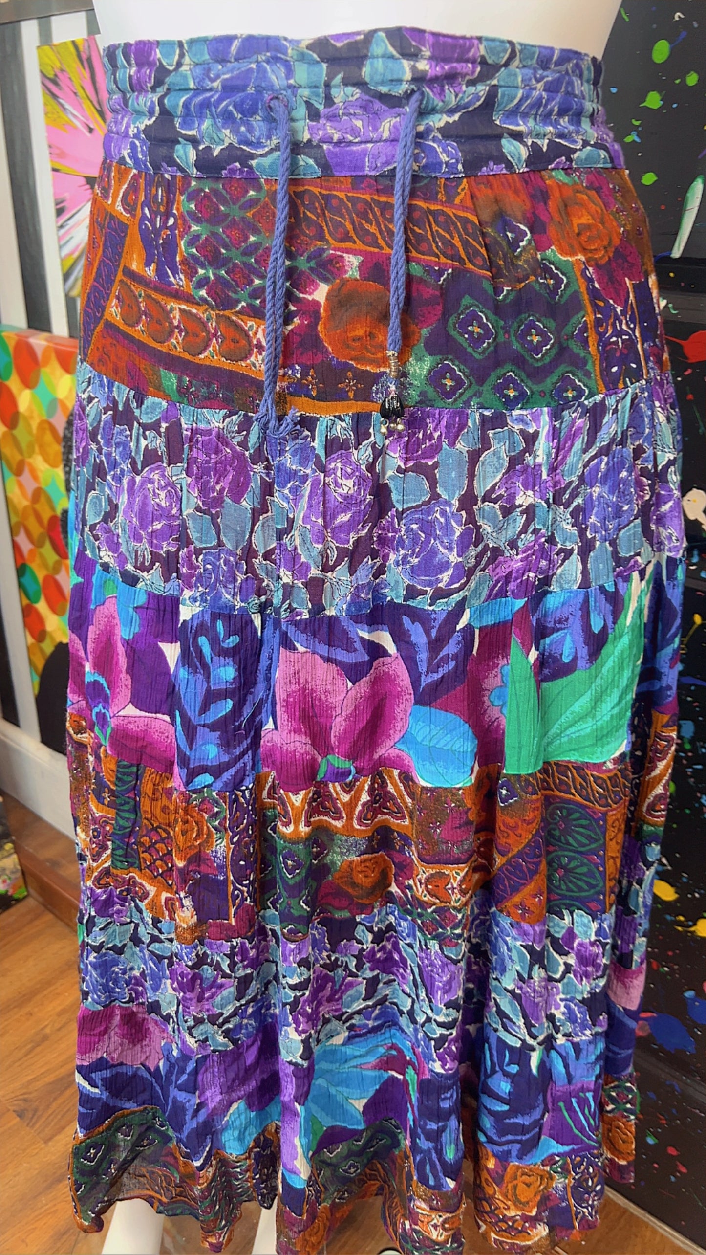 Vintage Rayon Drawstring Skirt (OS)