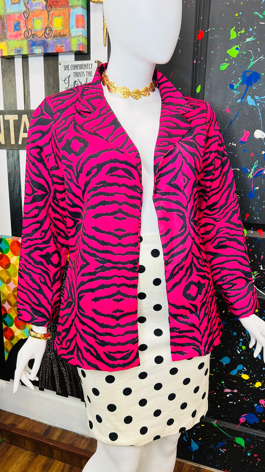 Pink & Black Zebra Print Open Blazer (16)