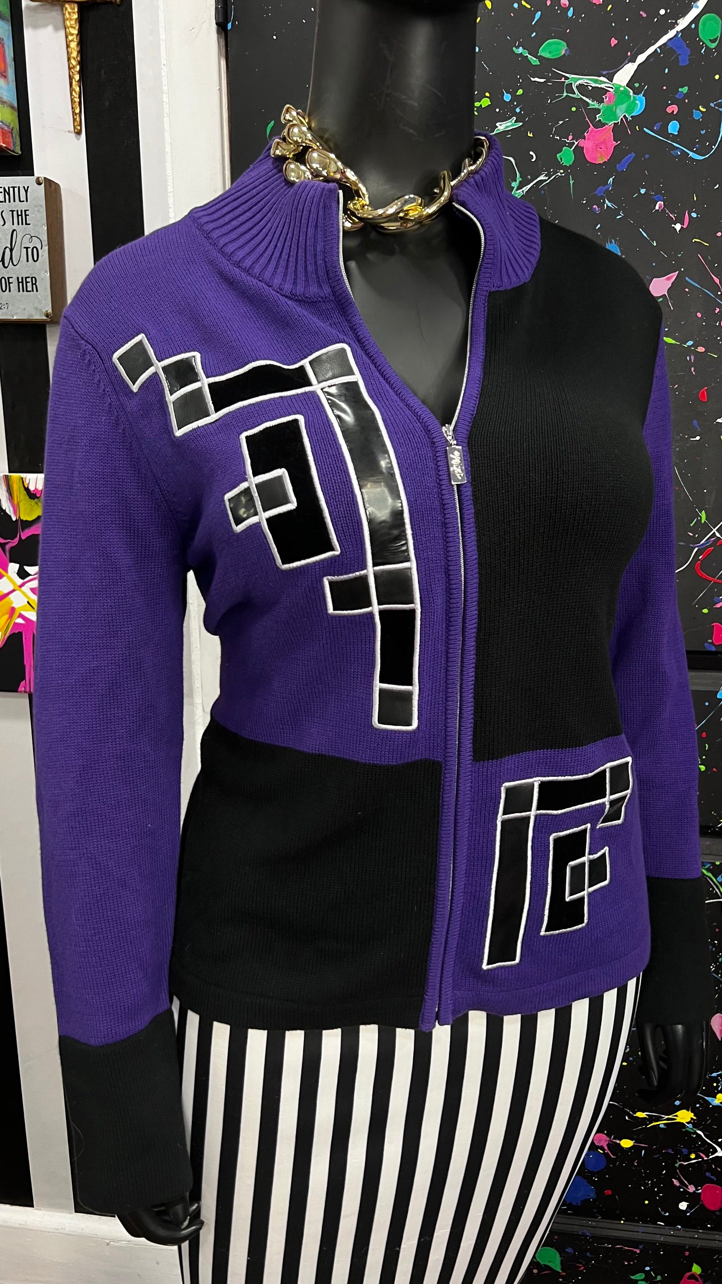 Vintage Bob Mackie Zip Up Sweater Deadstock New w/ Tags (16)