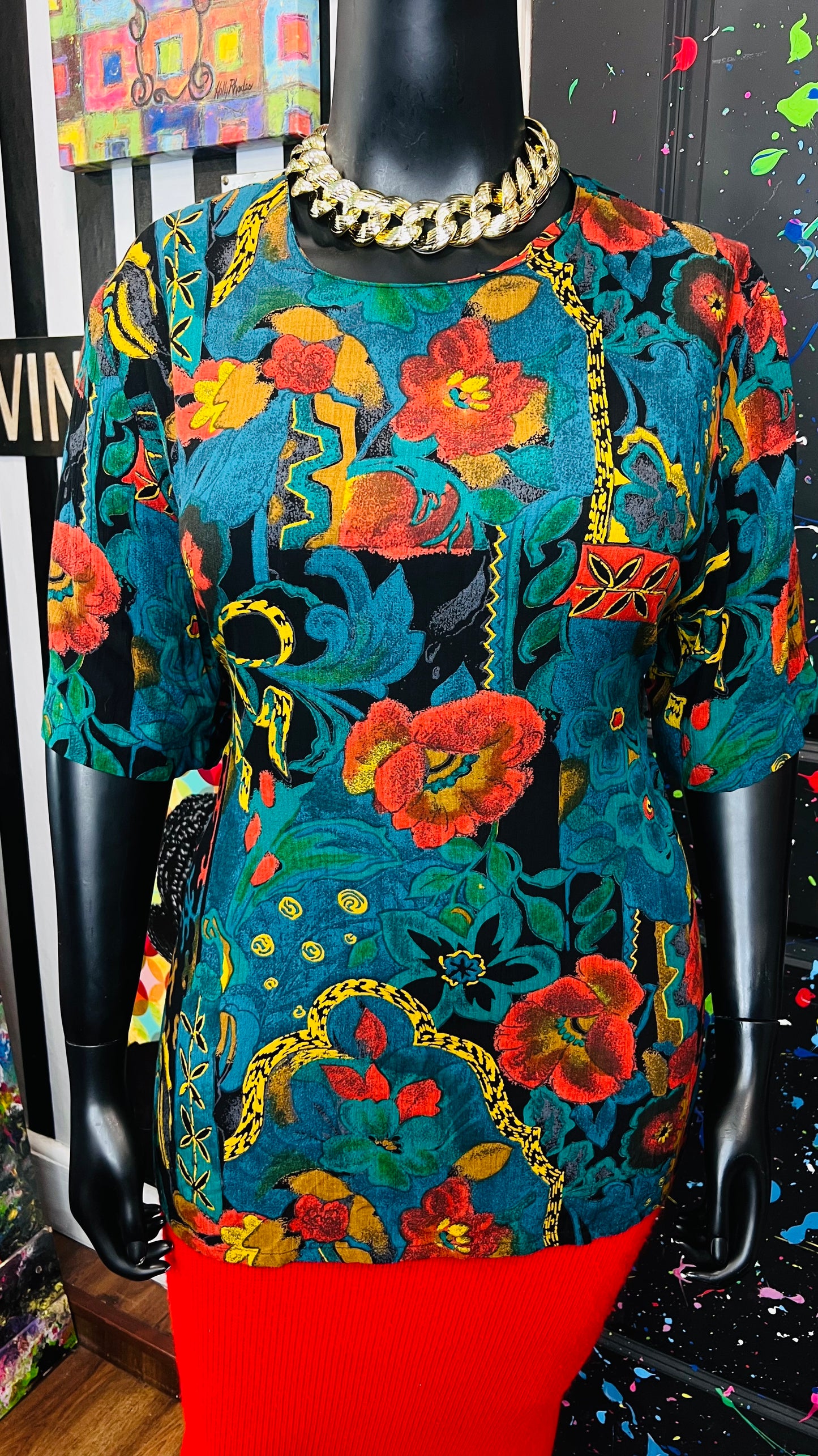 Vintage Rayon Floral Blouse (20)