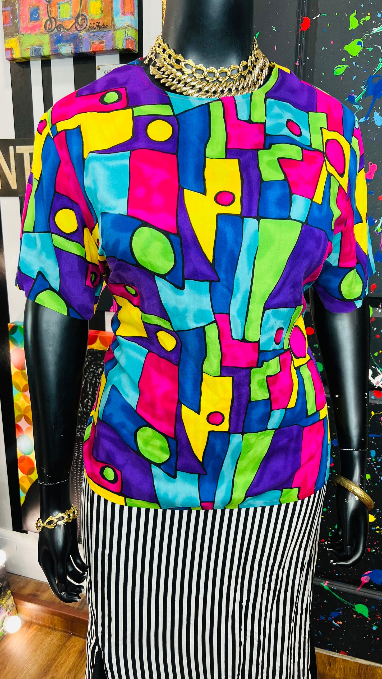 Vintage Abstract Shapes Blouse (16)