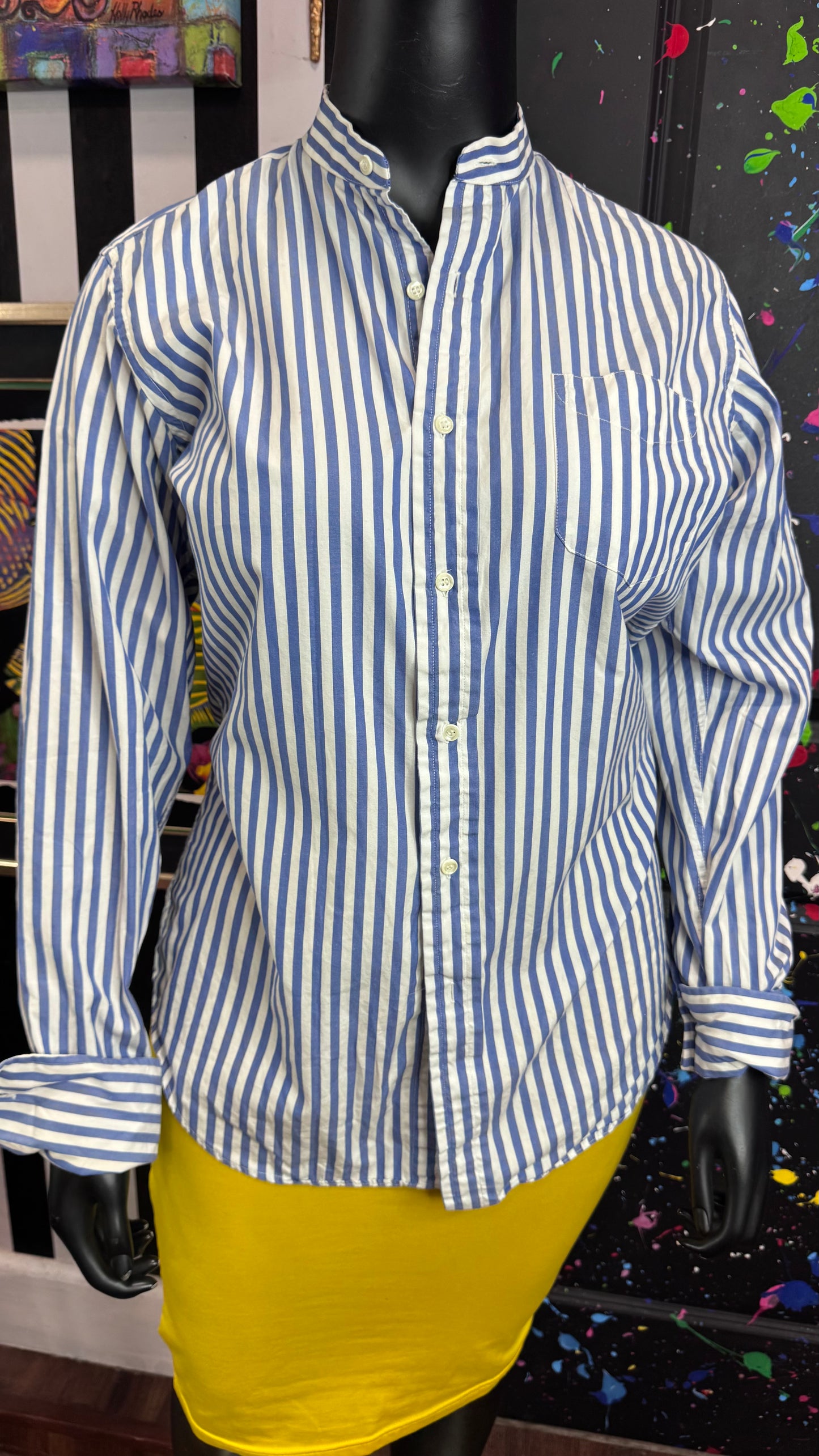 Vintage Blue & White Long Sleeve Blouse (14)