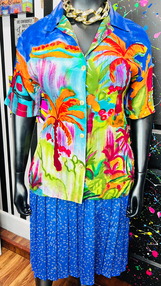 Vintage Carole Little 100% Silk Blouse (14)