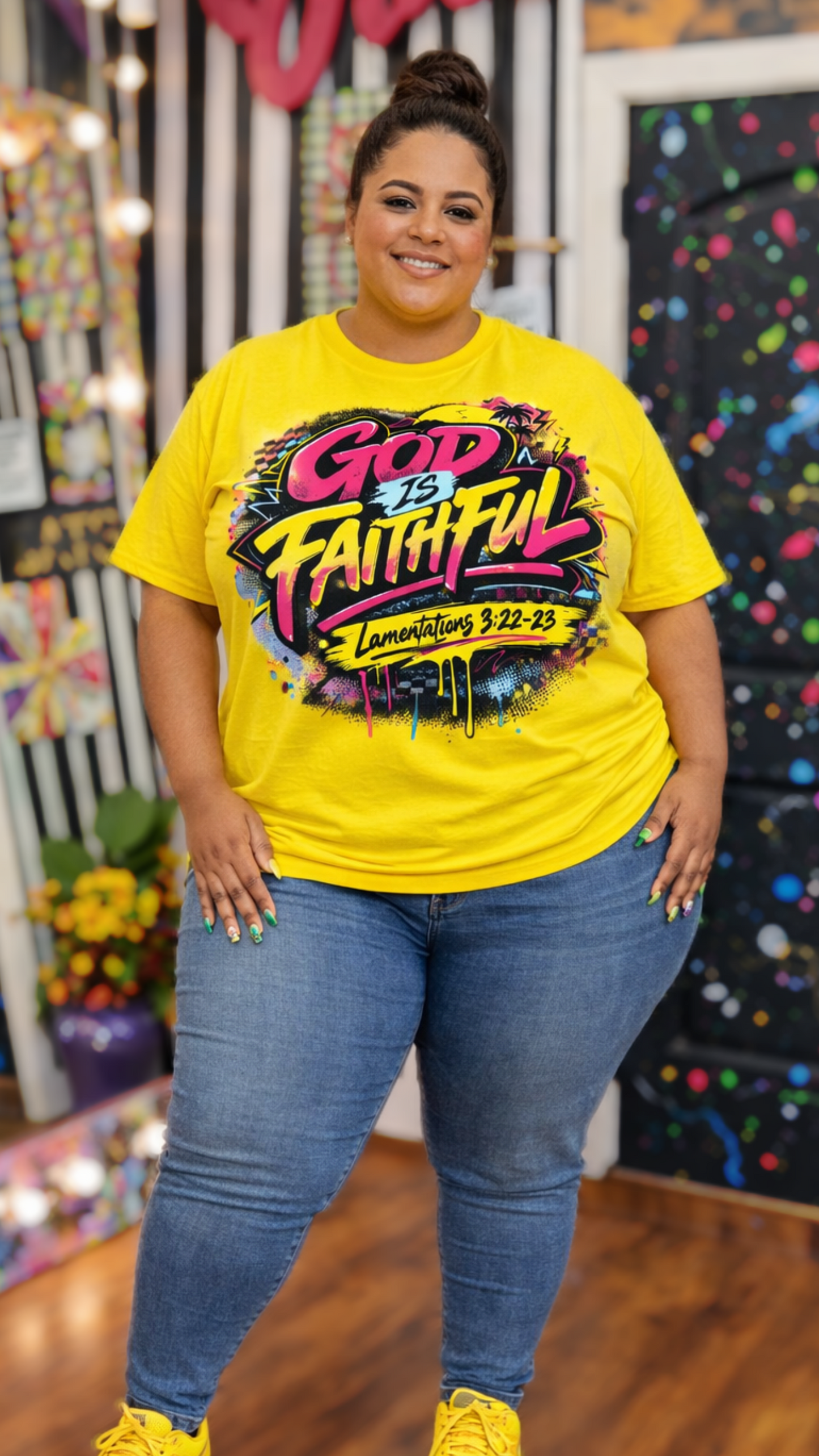 GOD IS FAITHFUL – 80s/90s Retro Faith Graphic Tee (L-3X)