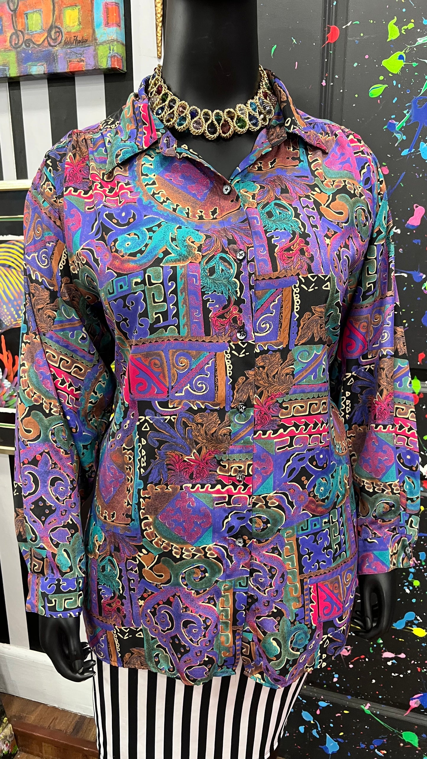 Vintage Abstract 90’s Blouse (22W)