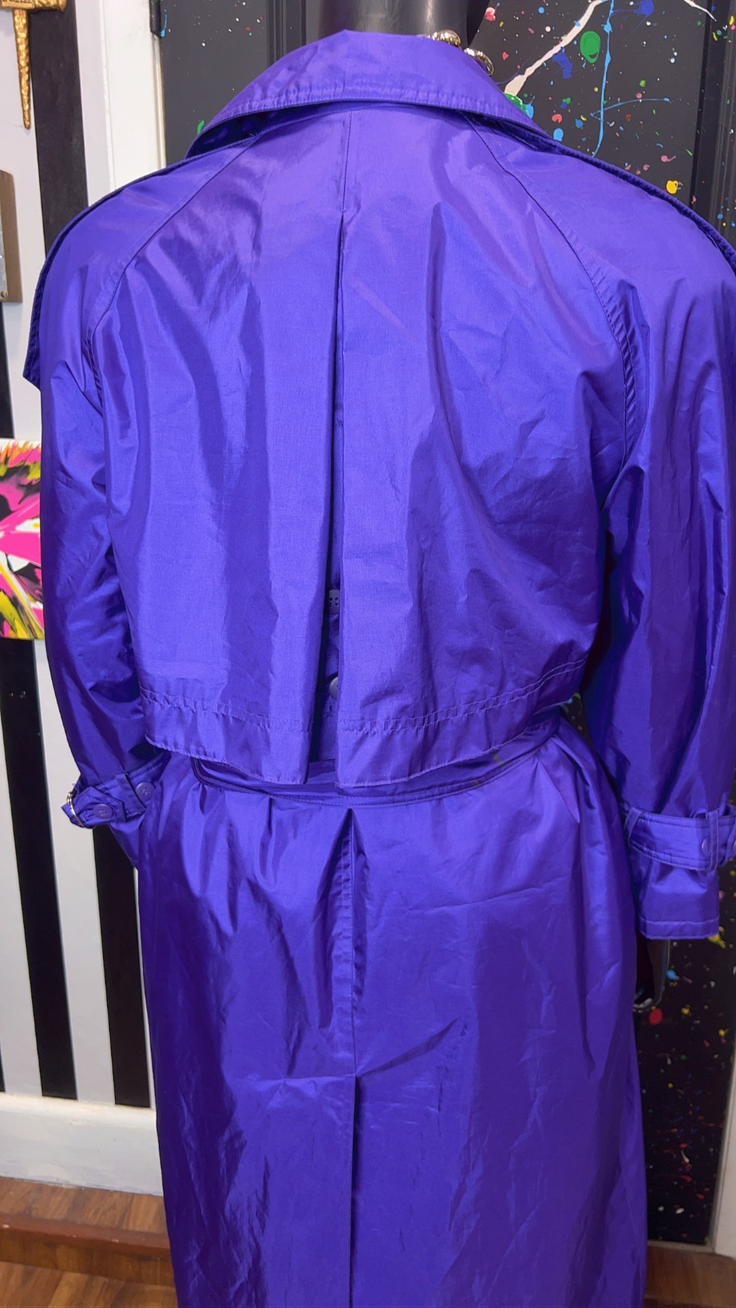 Vintage Purple Trench Rain Coat w/ Belt (14) *KC