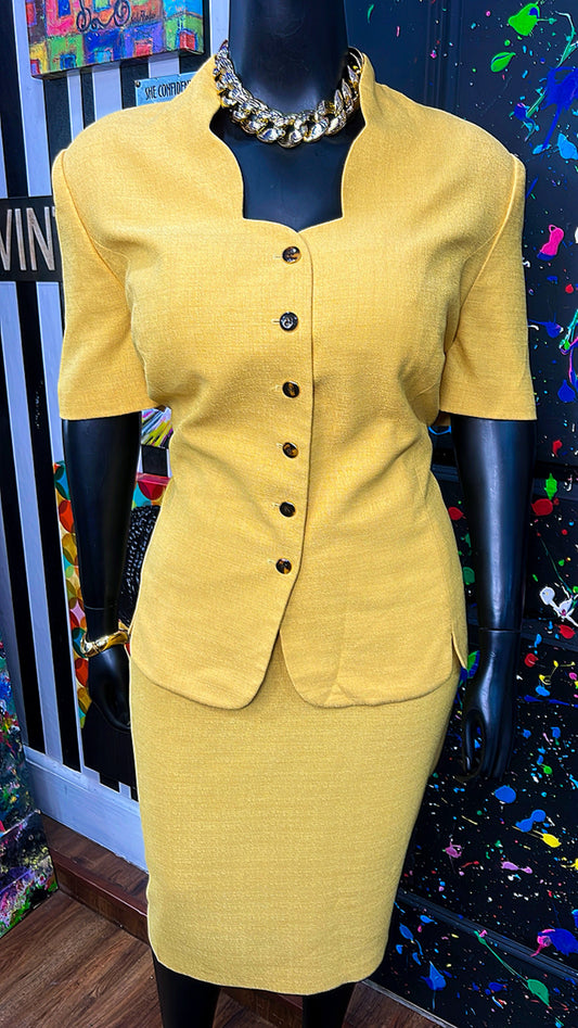 Vintage Yellow Skirt Suit (24W)