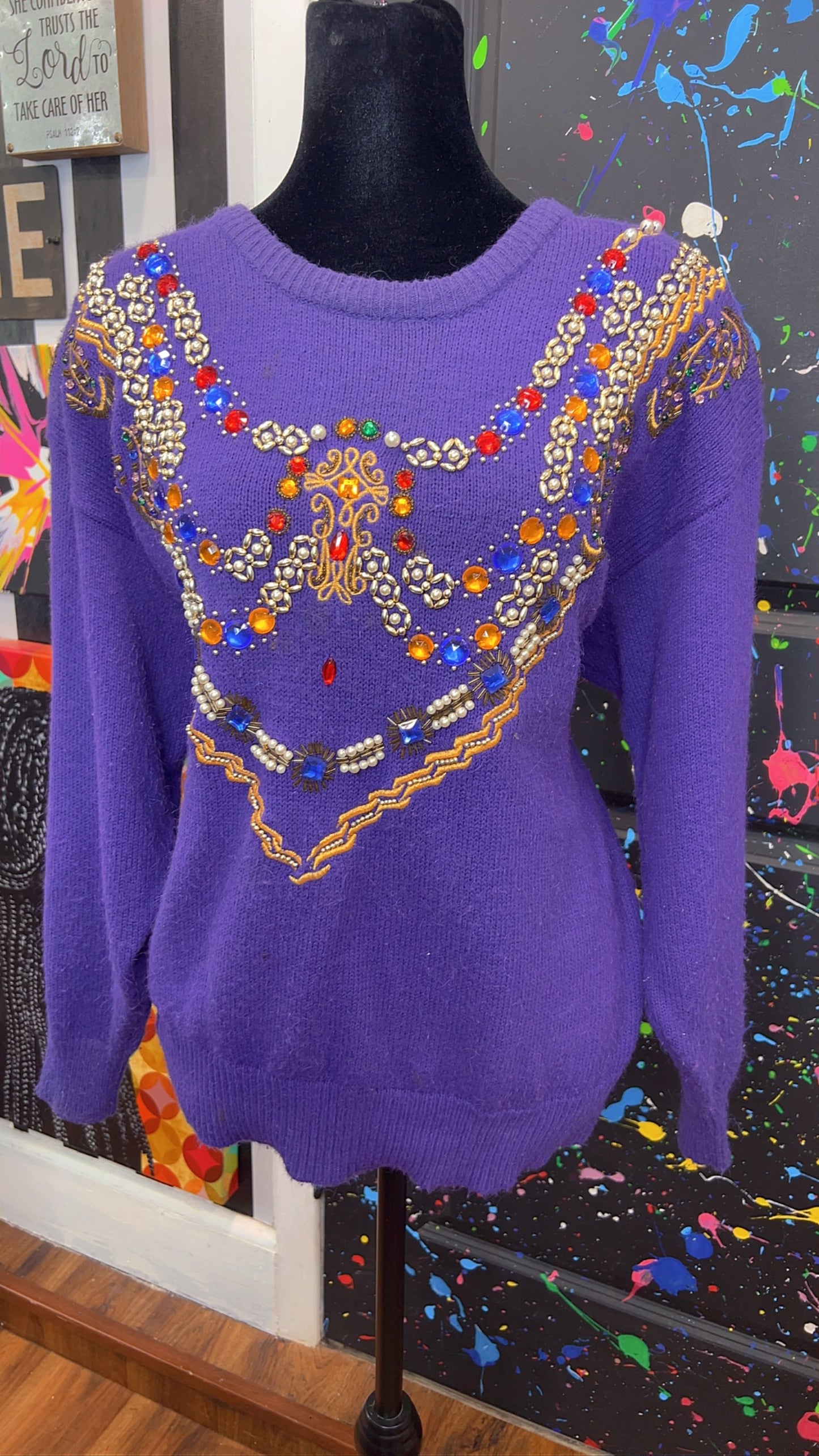 Vintage Jeweled Purple Sweater (14)