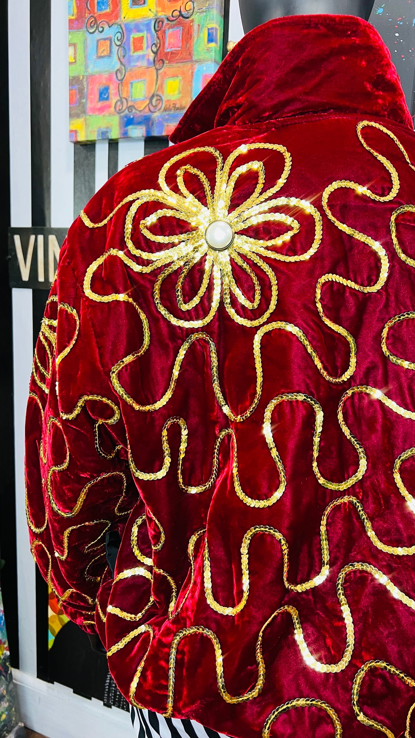 Vintage Maroon Sequin Jacket (18)