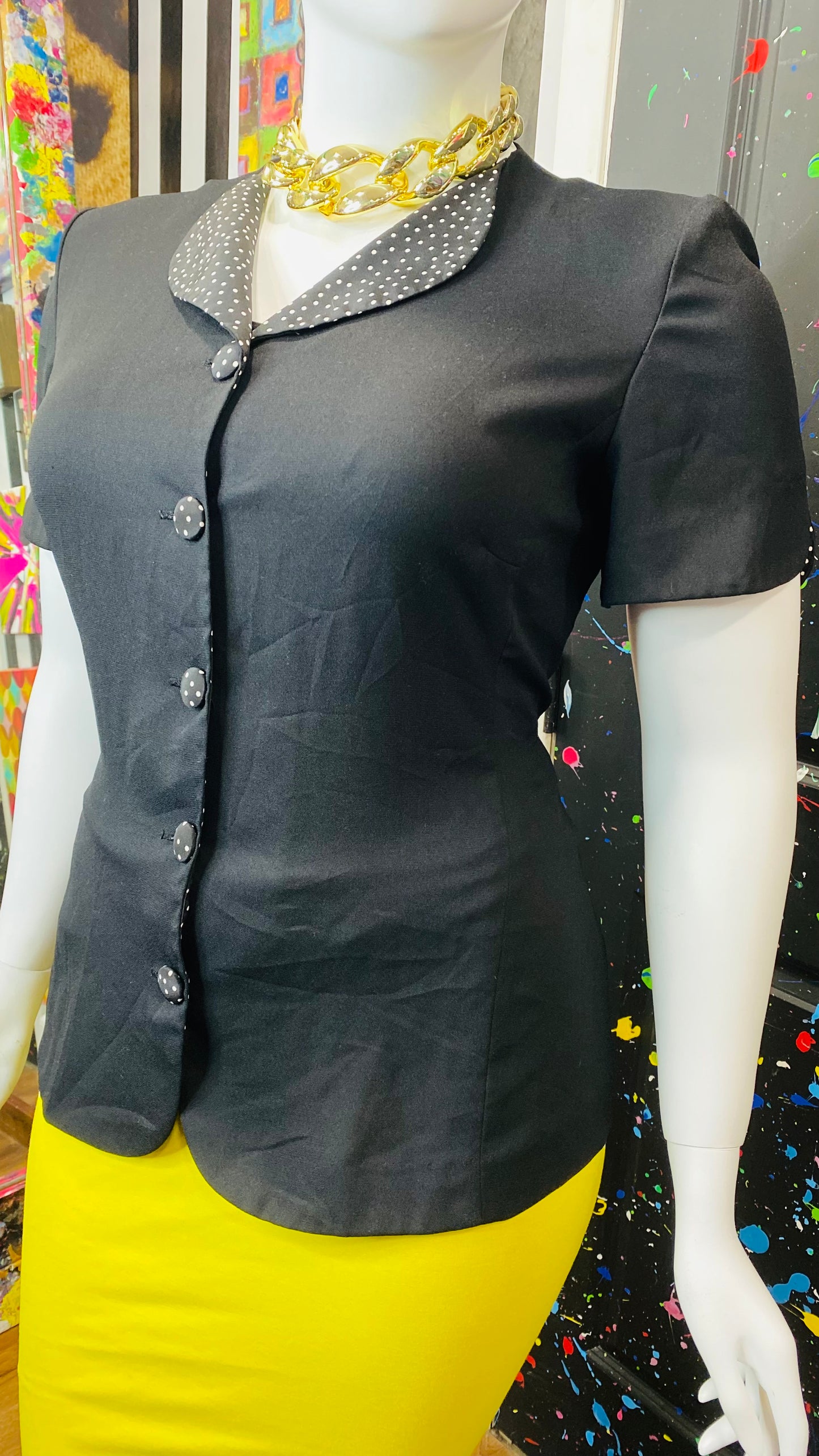 Vintage Polka Dot Collar Blouse (18)