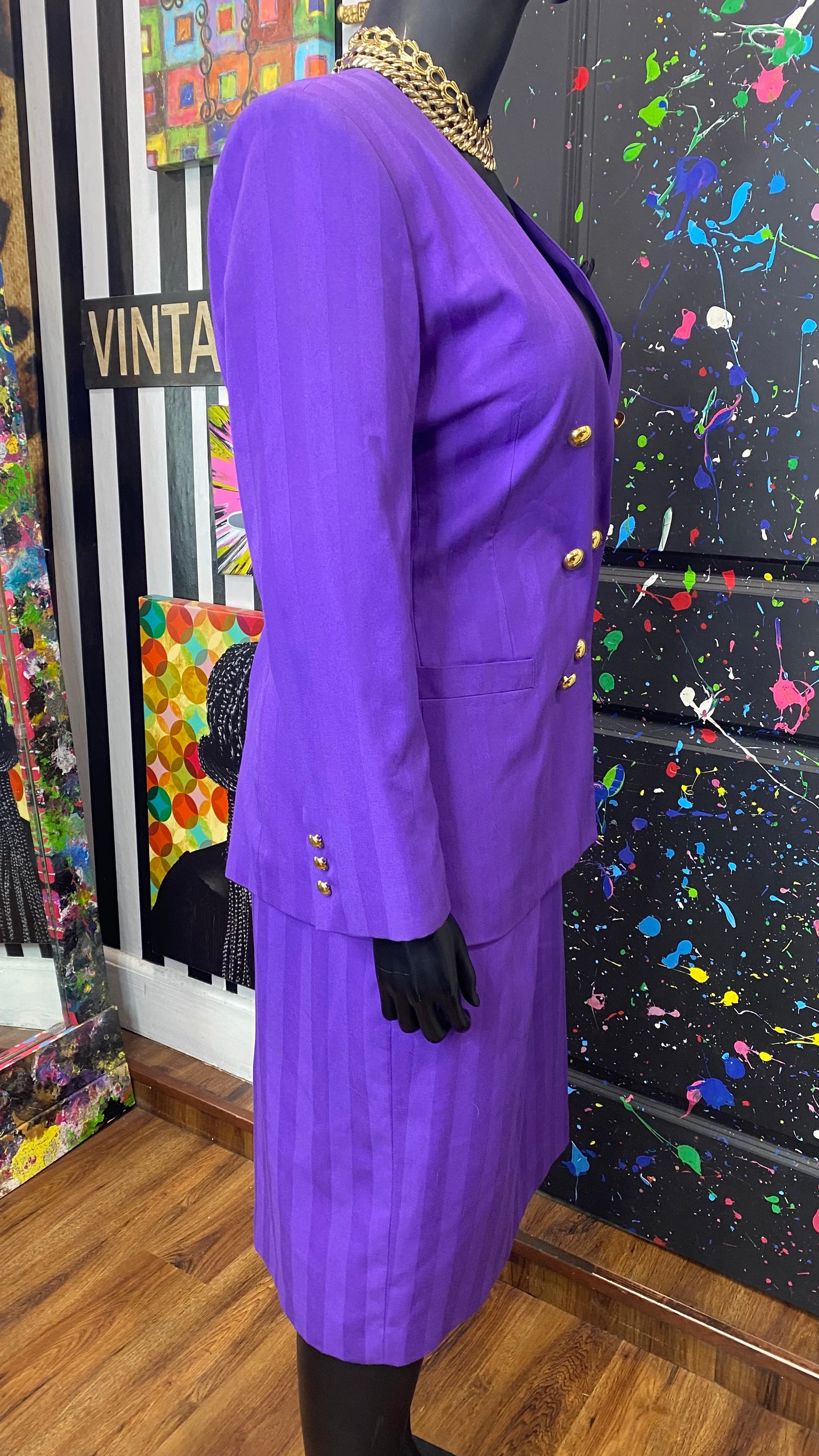 Vintage Purple Skirt Suit (16W)