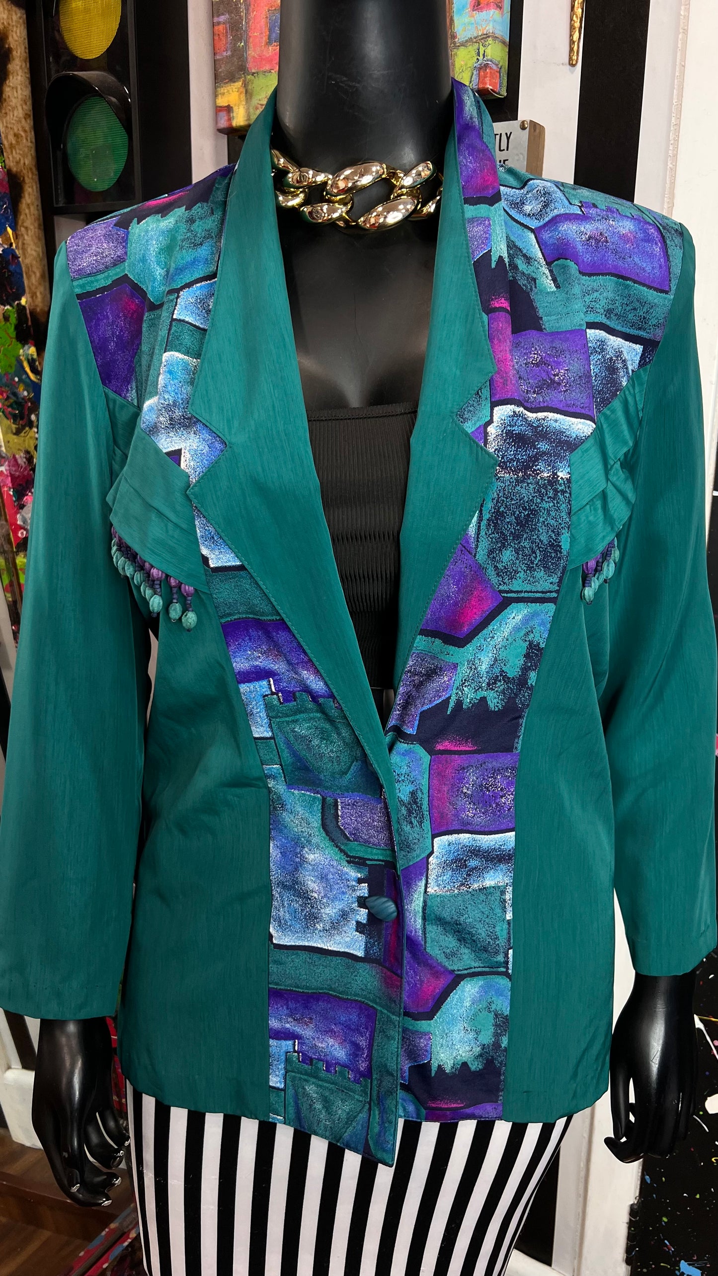 Vintage Teal City Girl Blazer (12/14)