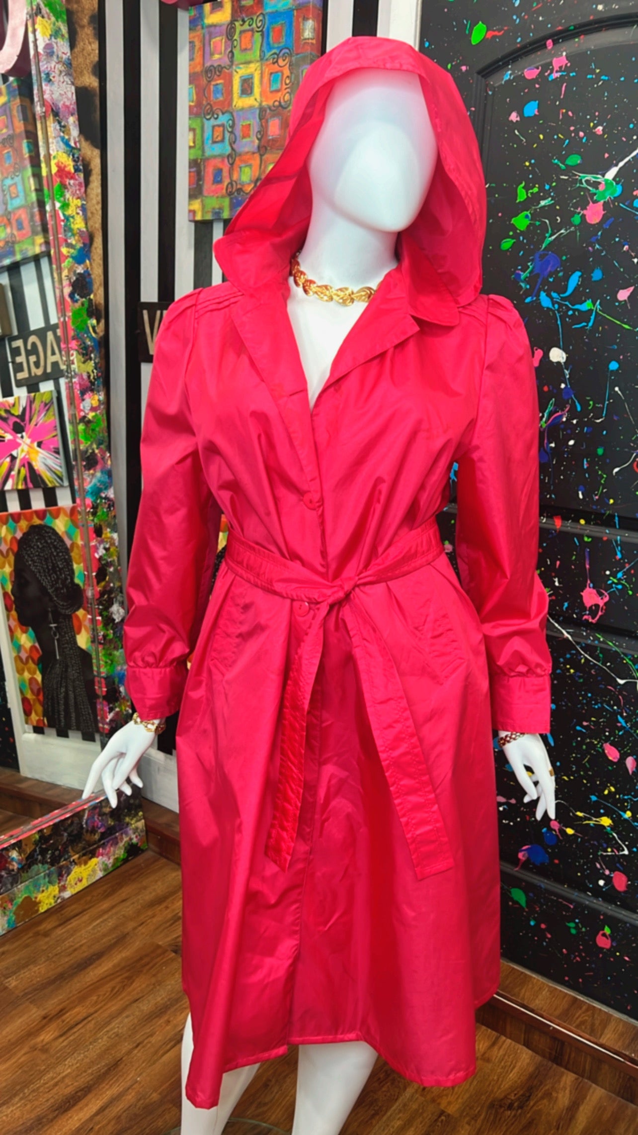 Vintage Pink Rain Trench Coat (20WP)