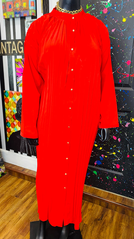 New w/ Tags Pleated Spacious Red Dress (OS)