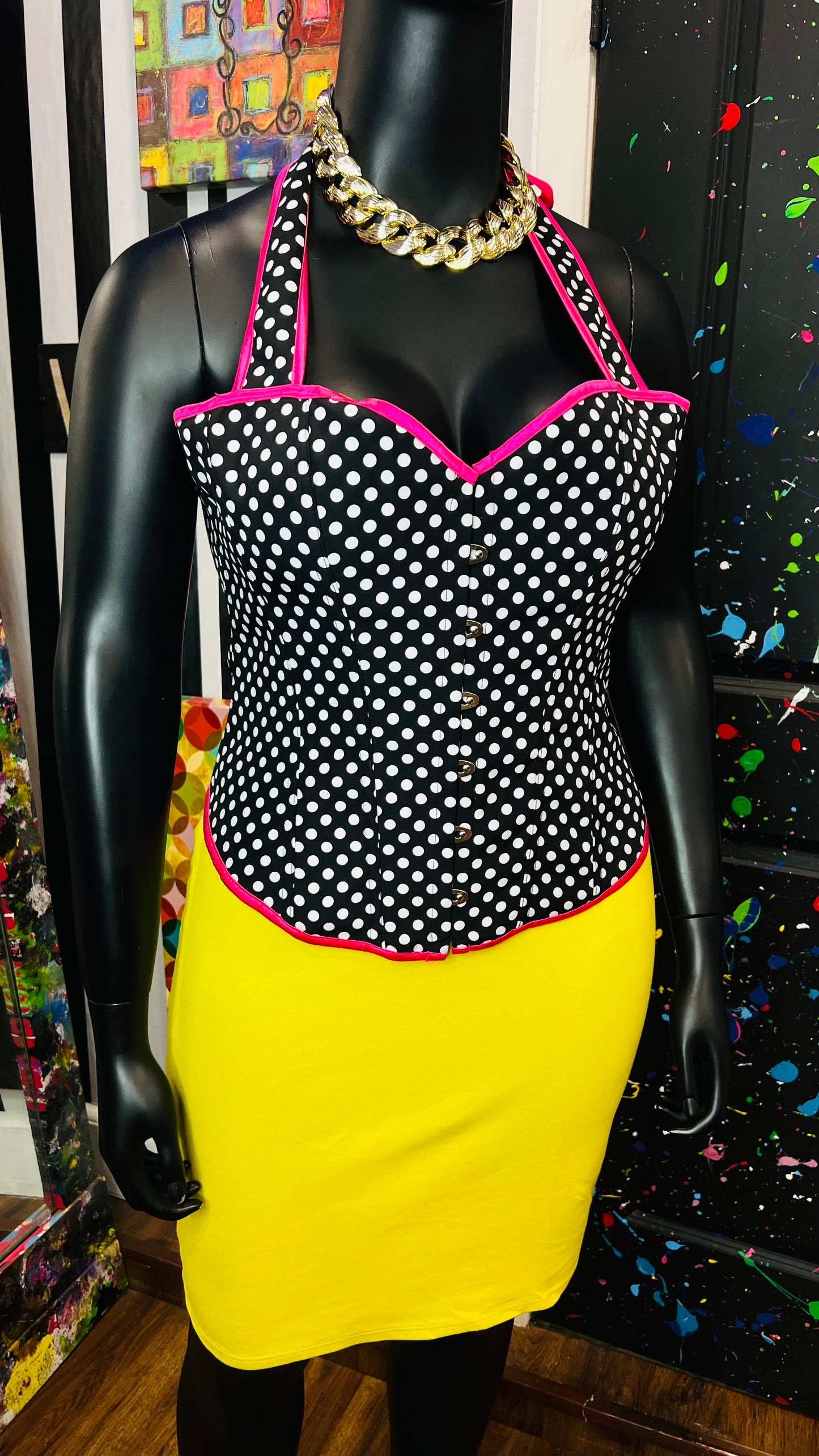 Black & White Polka Dot Bustier (OS)
