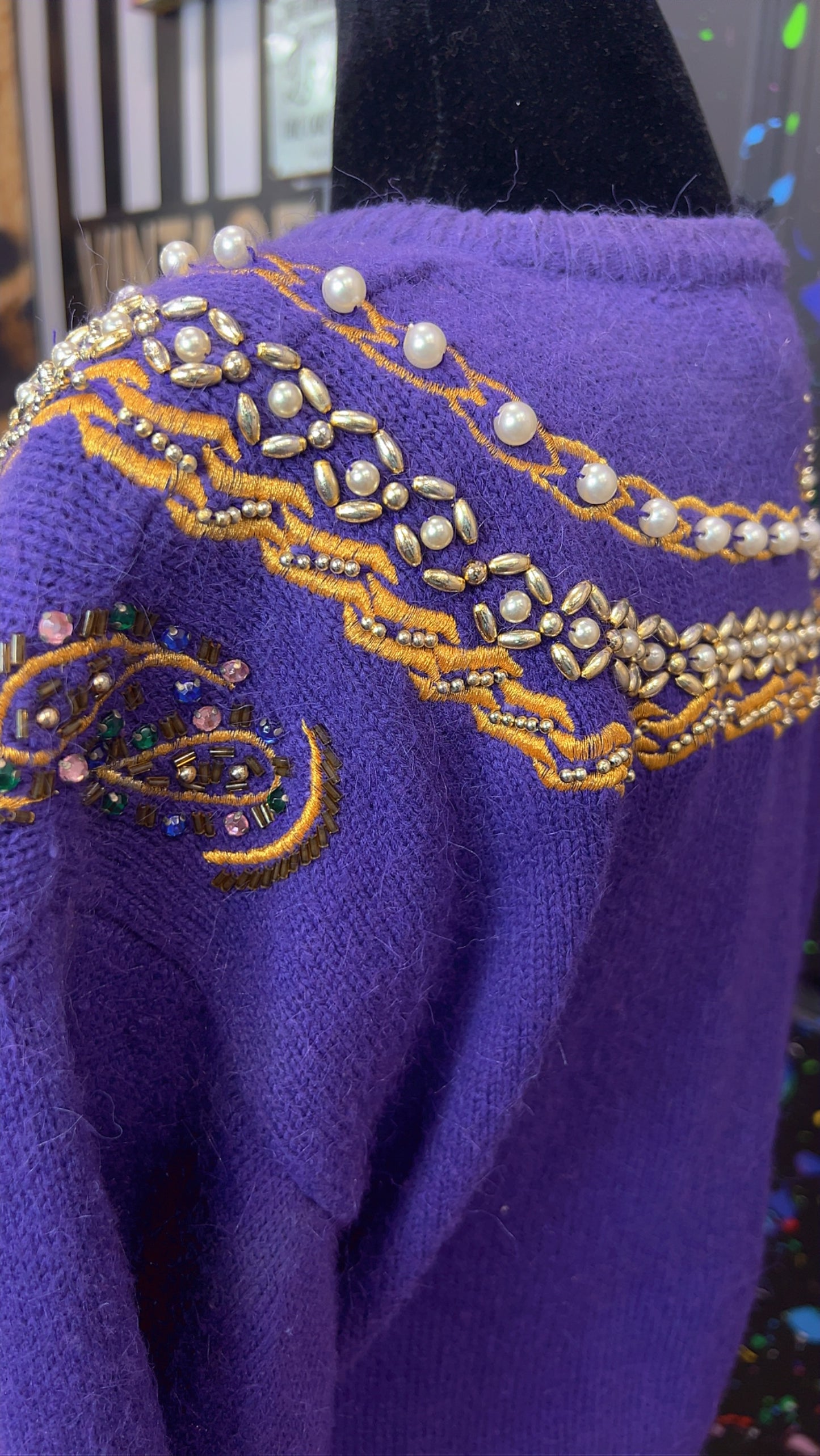 Vintage Jeweled Purple Sweater (14)