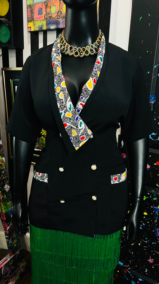 Vintage Color Block 80’s Blazer Blouse (14)