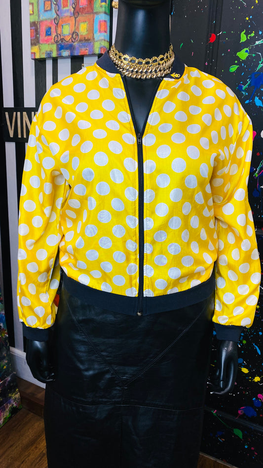 Vintage Yellow & White Polka Dot Jacket (12)