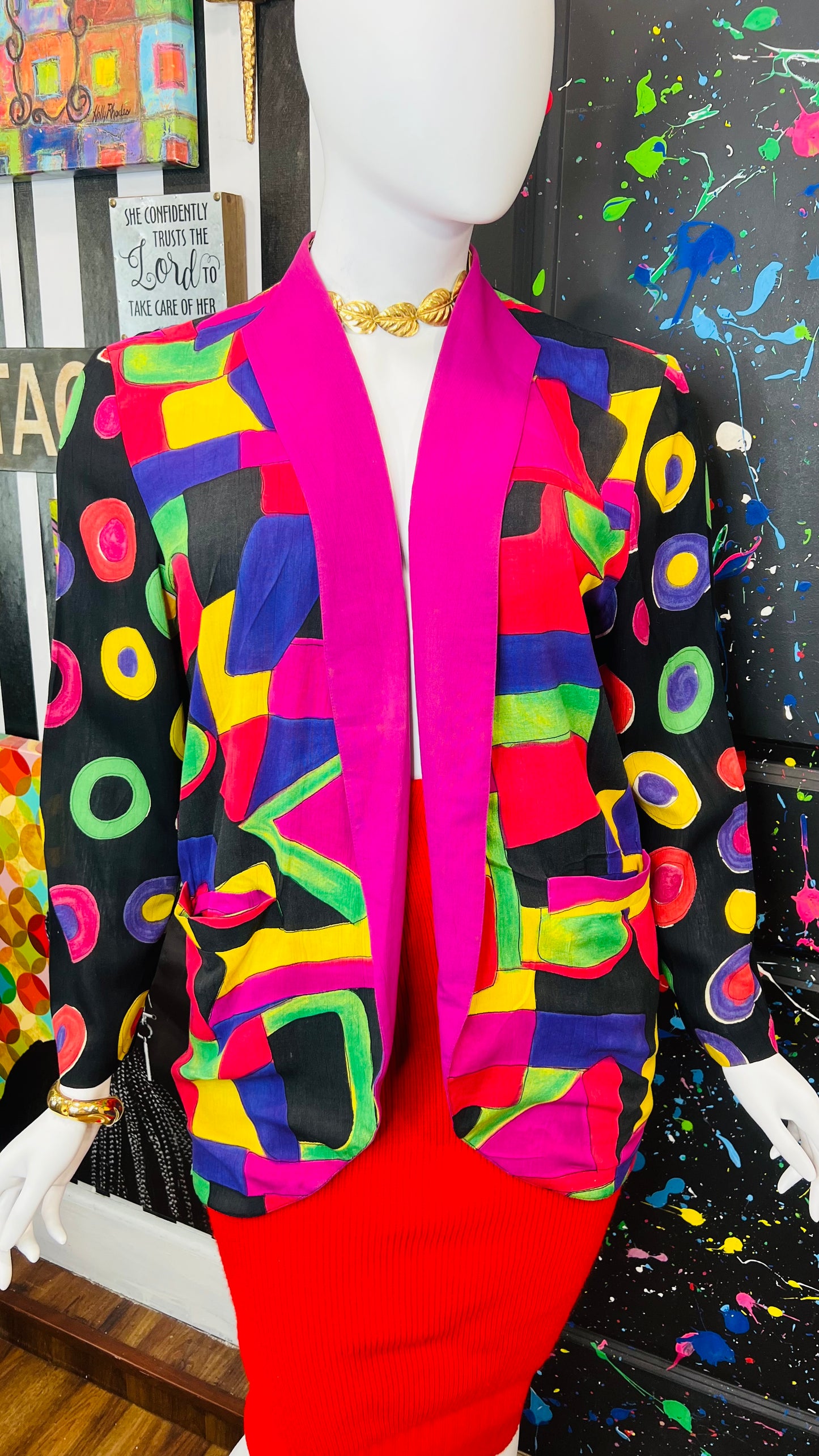 Vintage Abstract Open Blazer (16/18)