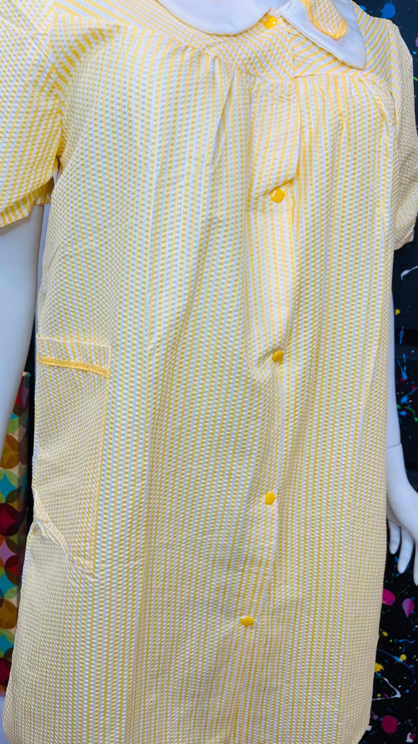 Vintage Yellow & White Striped Night Gown- Dead Stock New w/Tags (14)