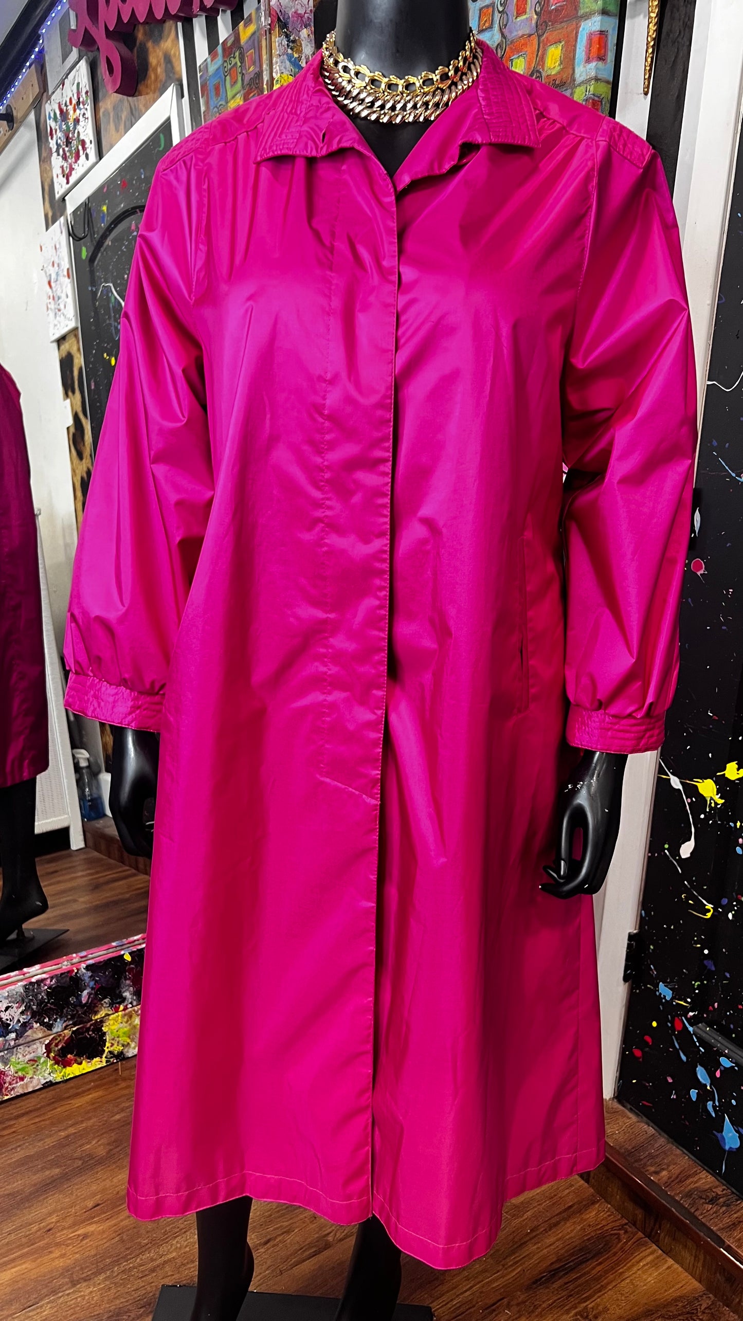 Vintage Fushia Pink Trench Coat (12/14)