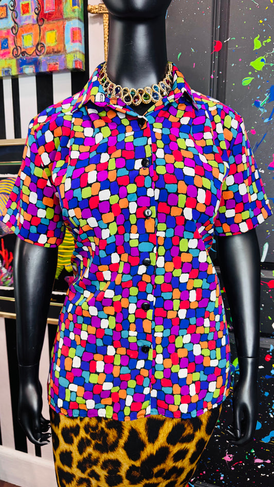 Vintage Colorful Block Blouse (18)