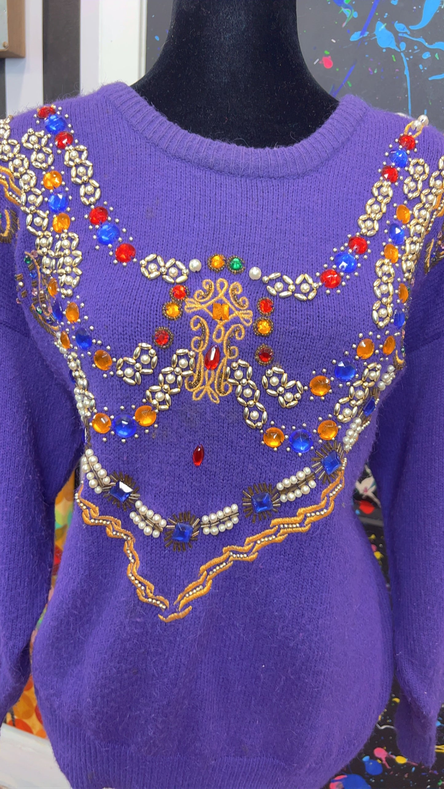 Vintage Jeweled Purple Sweater (14)