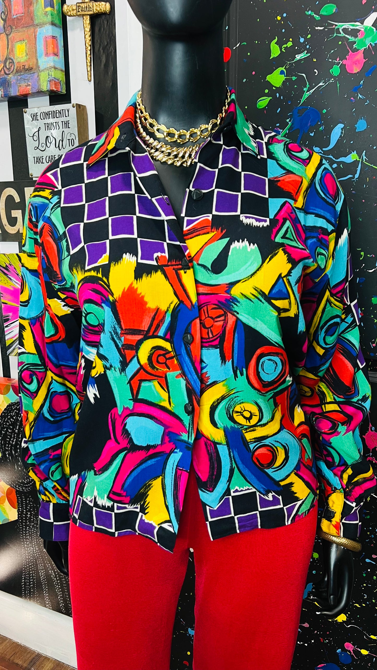 Vintage Abstract 80’s Blouse (14/16)