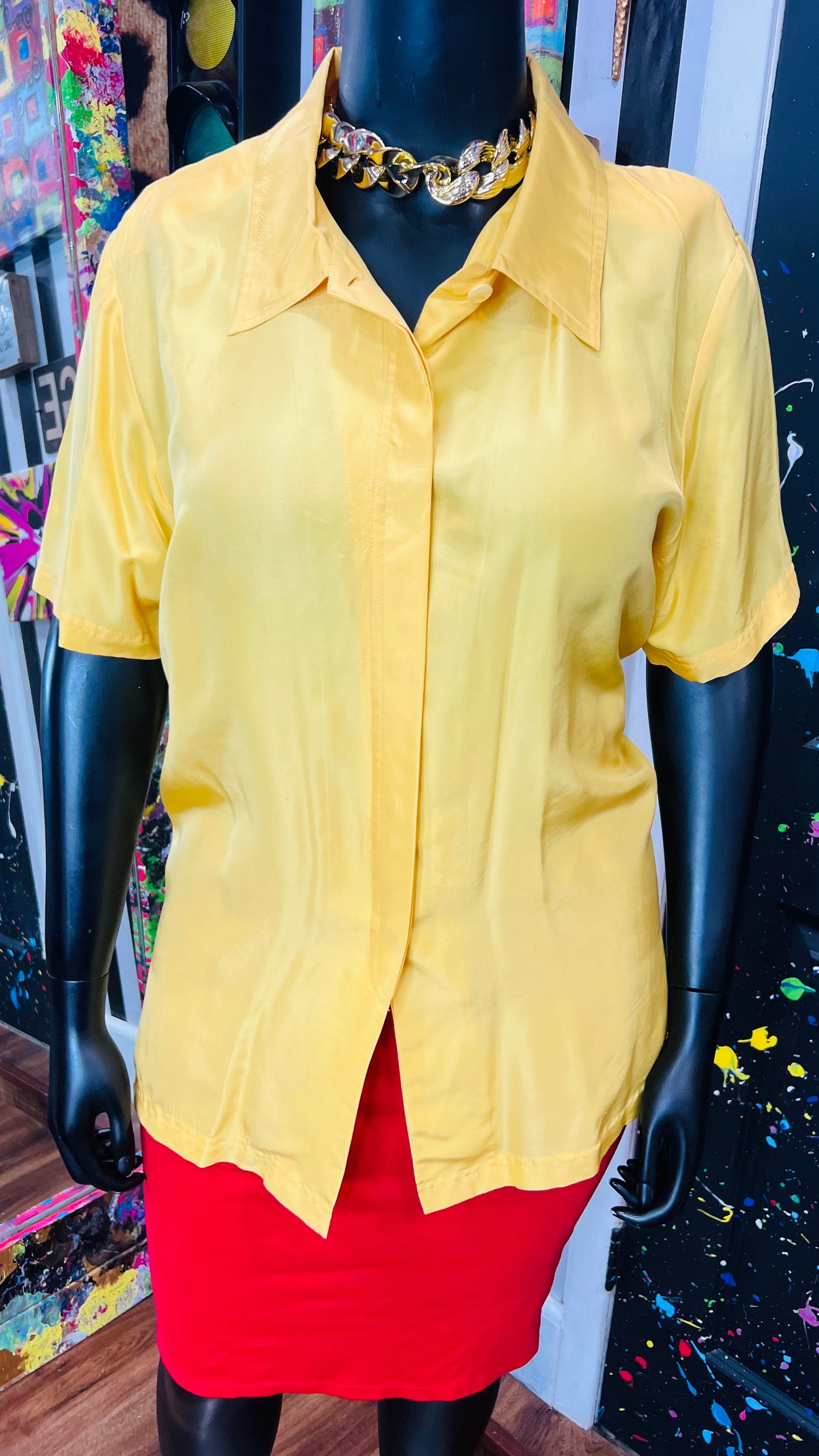 Vintage Yellow Silk Blouse (18/20)