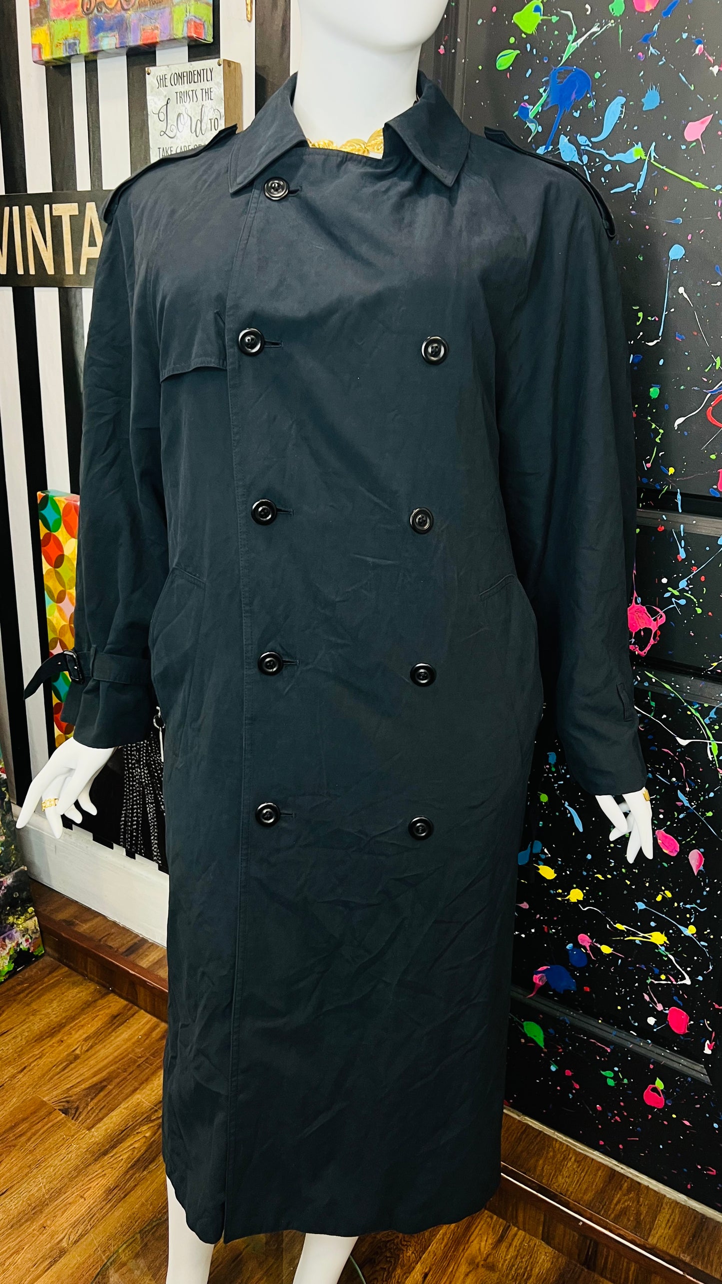 Vintage Black Trench Coat (18)