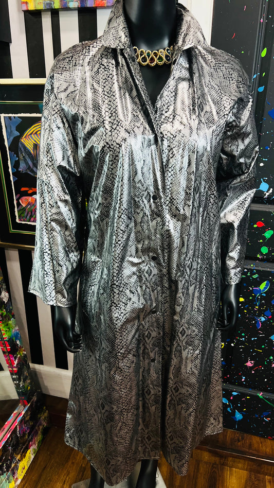 Vintage Trench Raincoat Faux Reptile Skin (16)