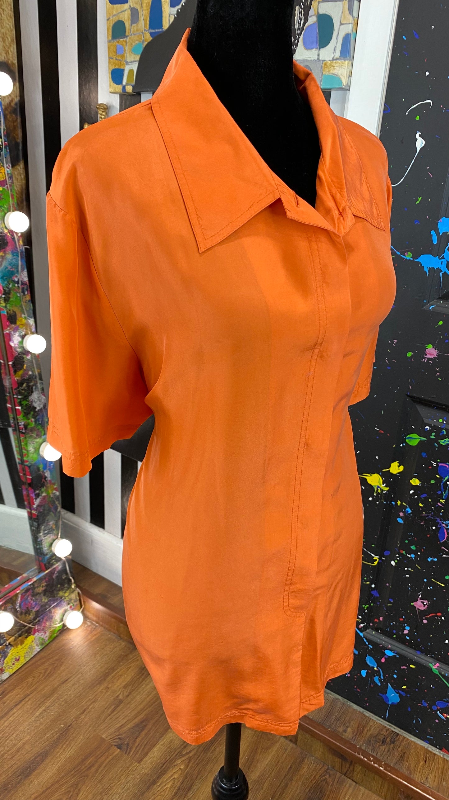Vintage Orange Short Sleeve Blouse