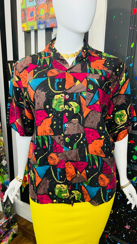 Vintage Abstract 90’s Rayon Blouse (20)