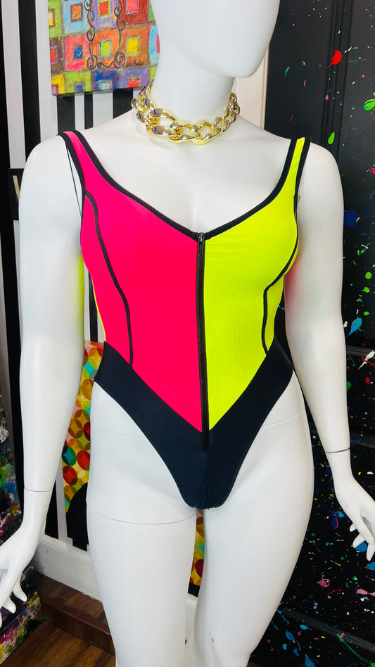 Vintage Black & Neon Swimsuit (12)