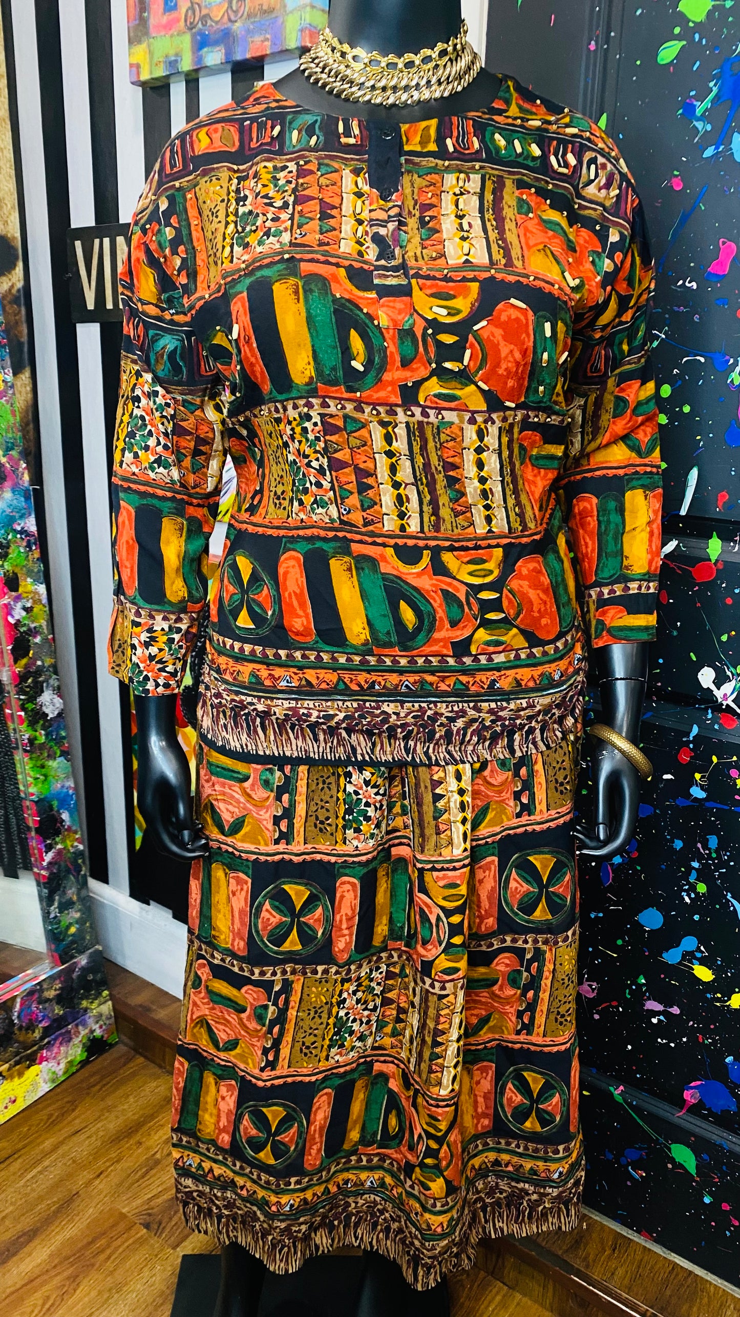 Vintage Rayon African Skirt Set (18)